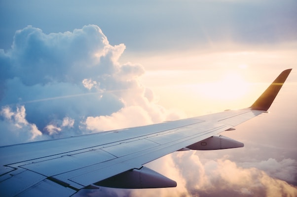 Image of the inside of a plane up in the sky